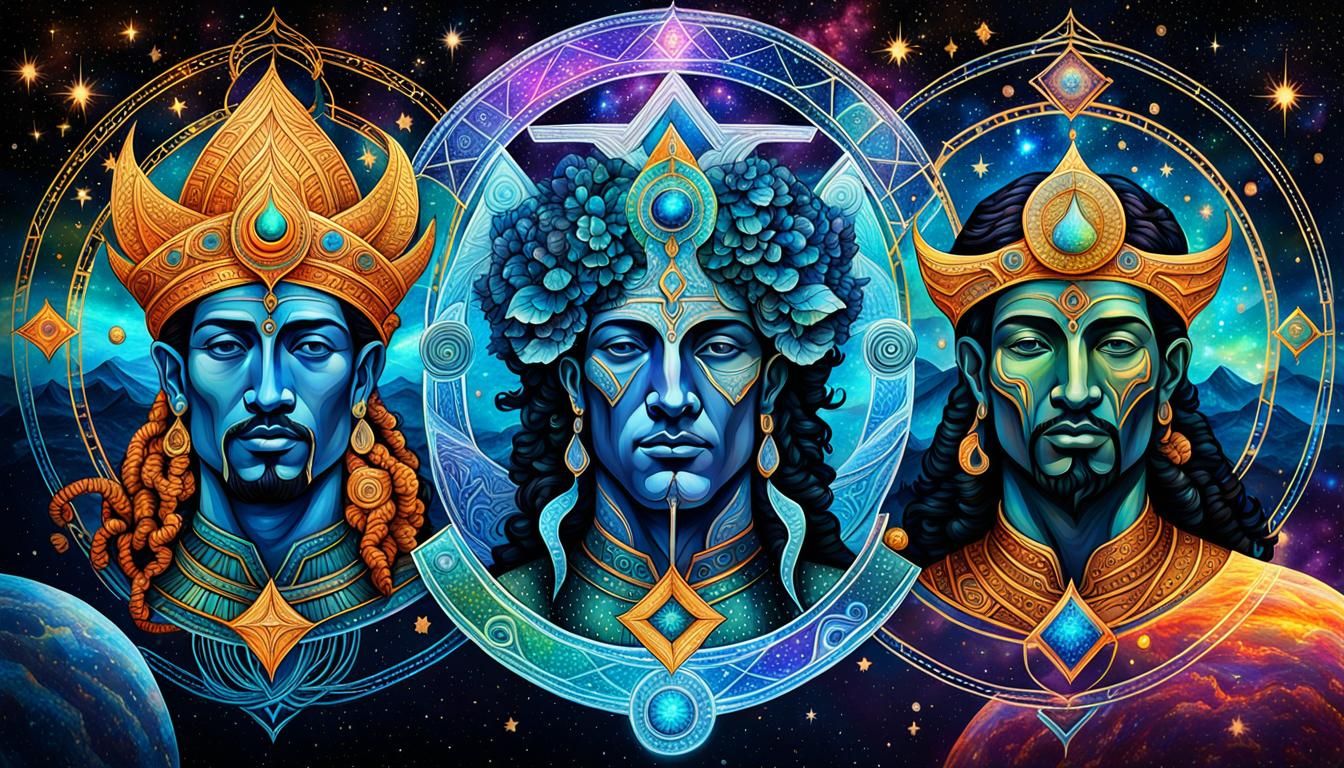 Álfar as Four Kumaras in Modern Holographic Style