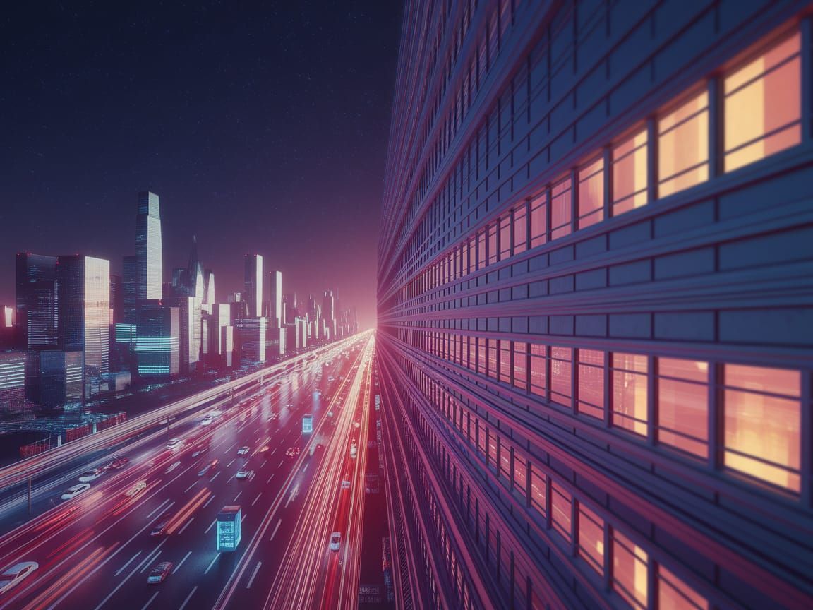 Cyberpunk Cityscape Under Starlit Skies