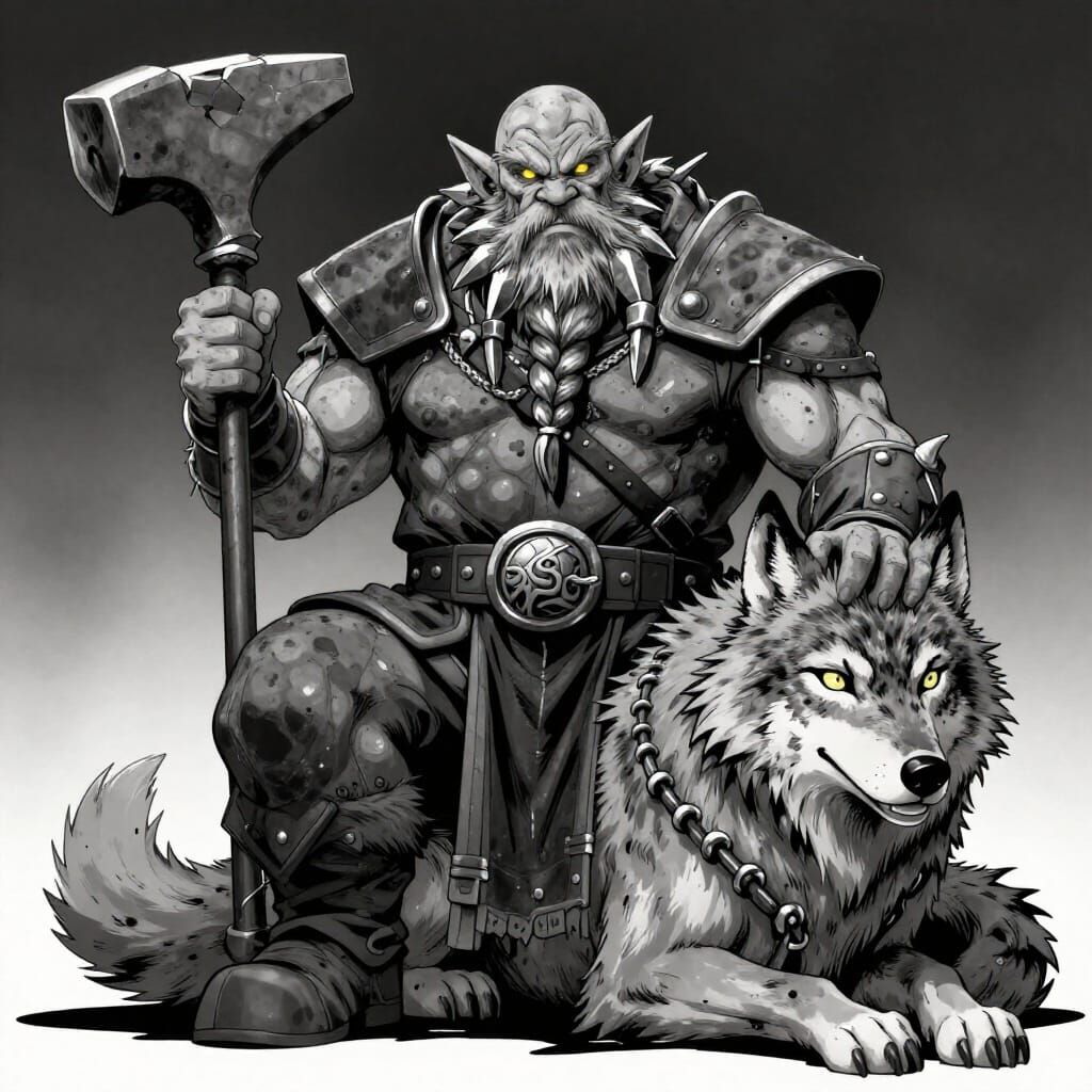 Geological Dwarf on Wolf-Woman, Anime Style