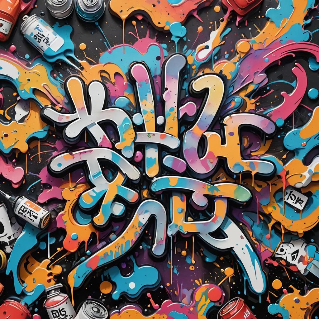 BTS Graffiti Art in Polychromatic Splash Style