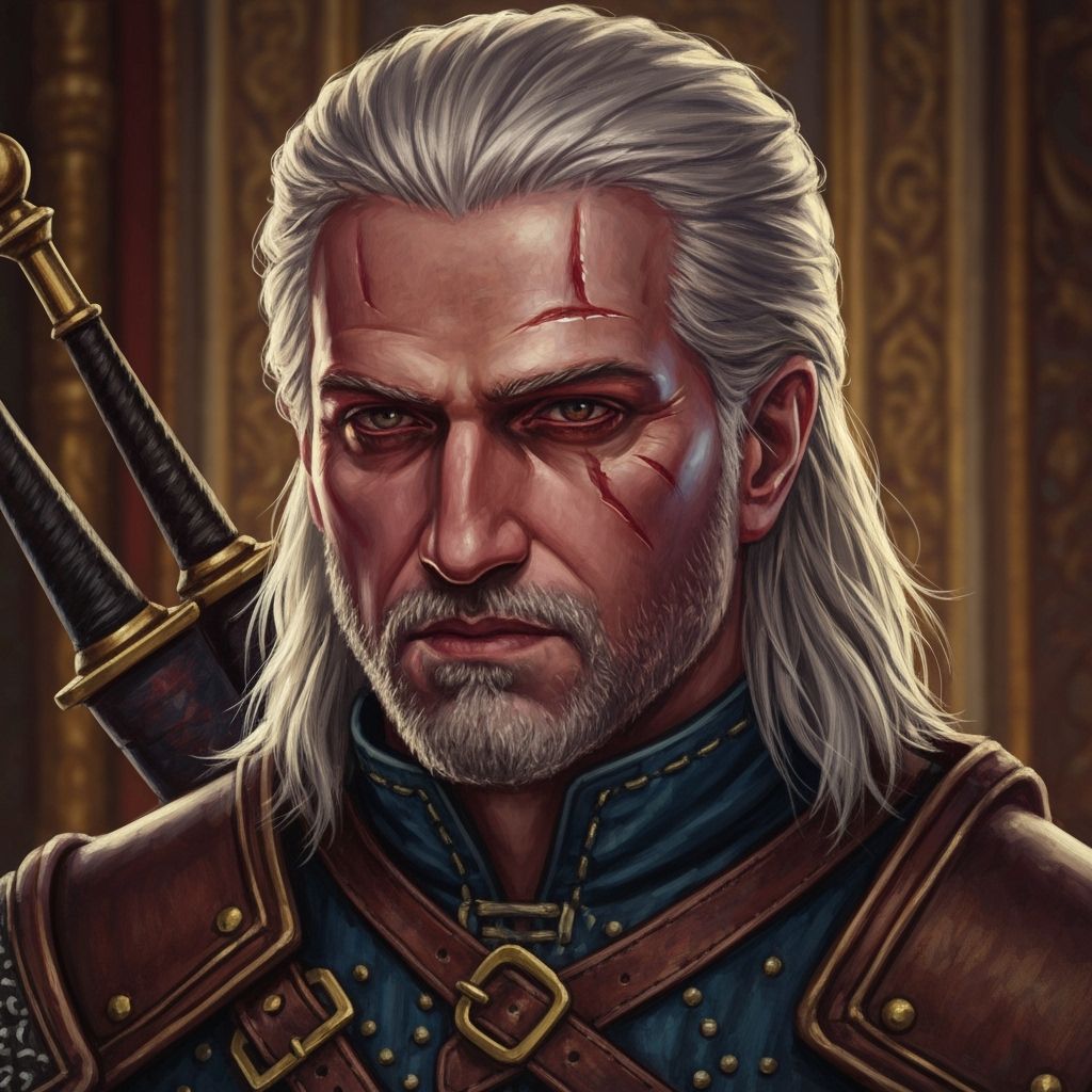 Geralt of Rivia Portrait in Opulent Style