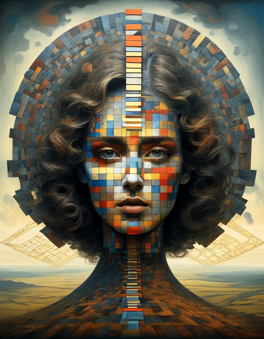 Kaleidoscopic Portrait in Glitch Art Style