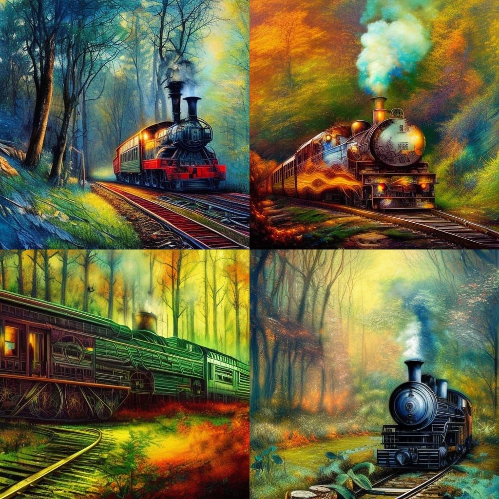 Train in Woods: Rutkowski, Wall Inspired Art