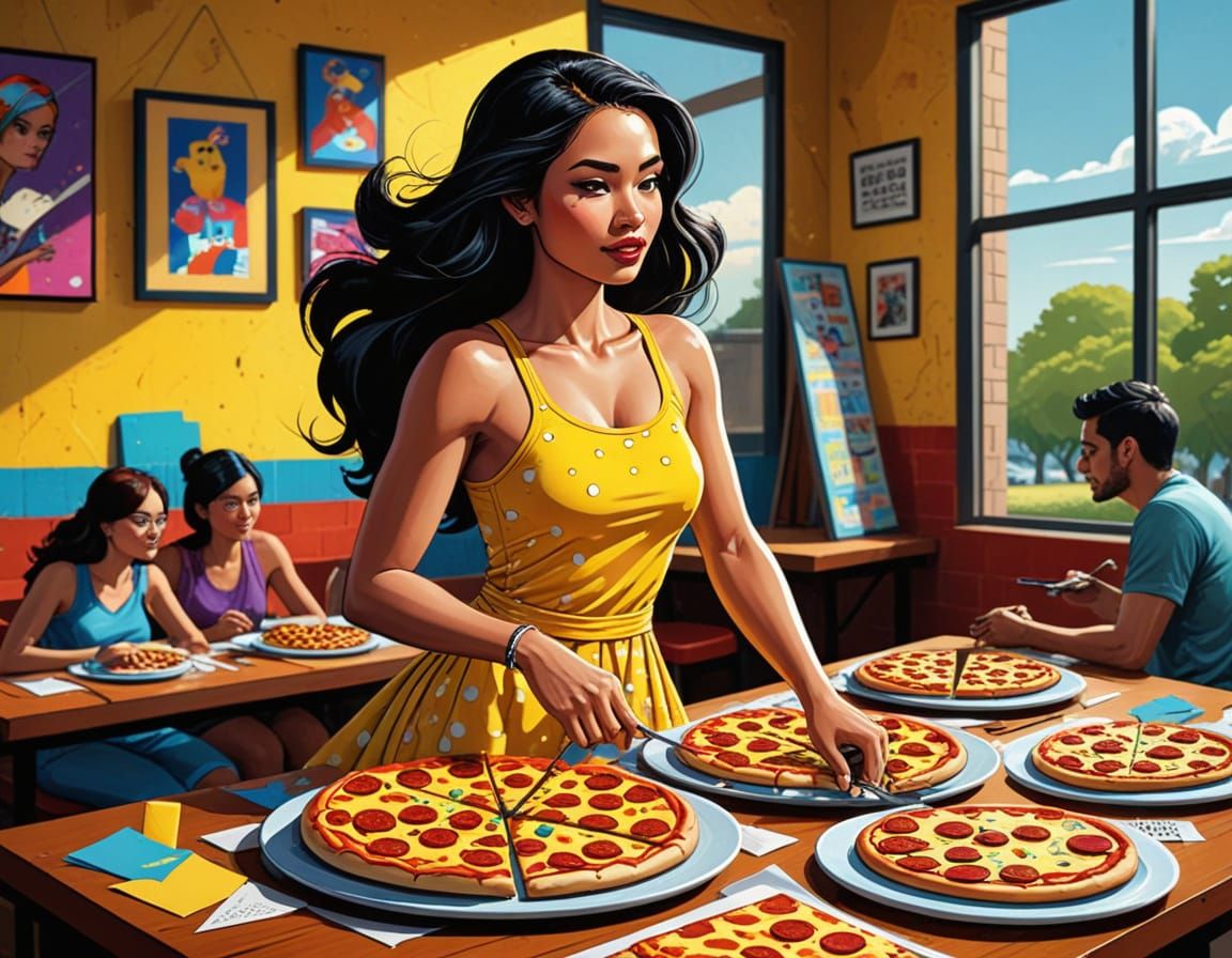 Vibrant Pop Art Illustration of a Filipina College Student