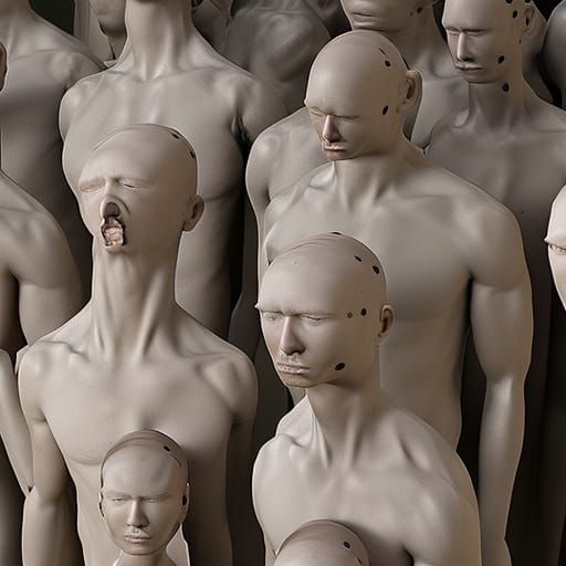 Surreal Back Covered in Growing Heads