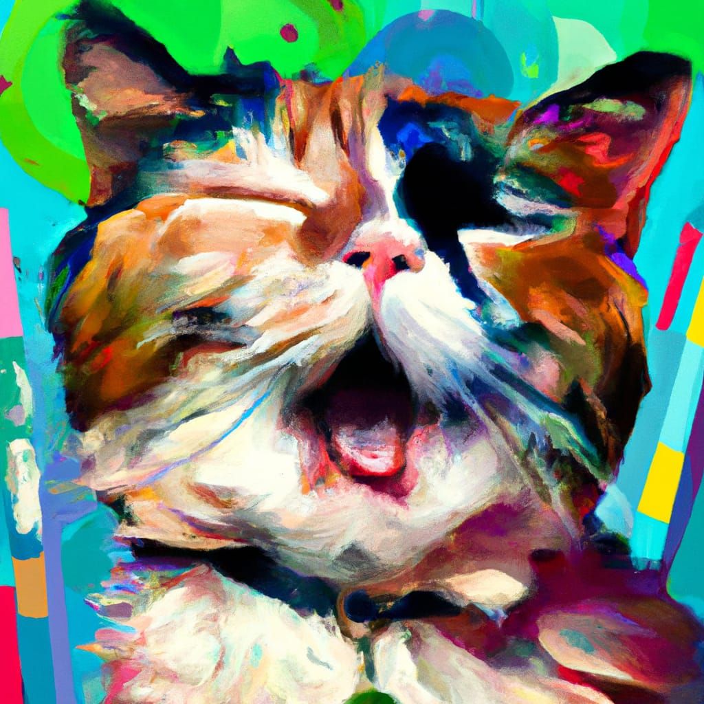 Calico Cat Sings Happy Birthday: Detailed Portrait