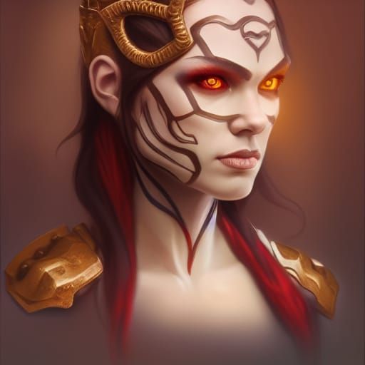 Chameleon Woman Portrait in Oil Painting Style