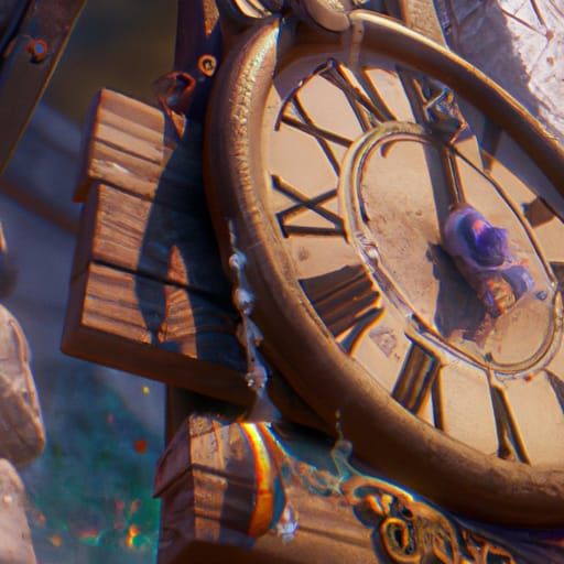 Detailed Clock Matte Painting in Deep Color