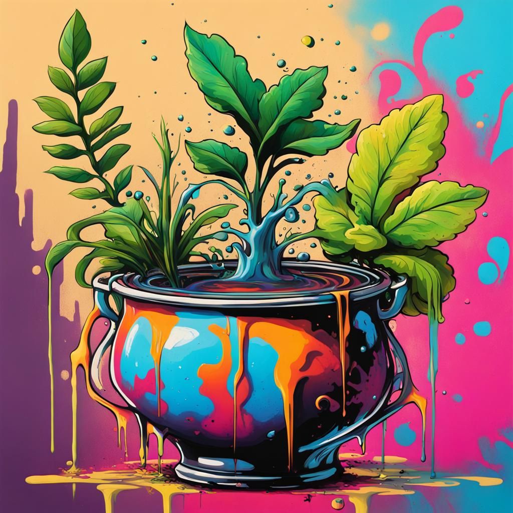 Plants Chase Pot in Graffiti-Style Forest Scene