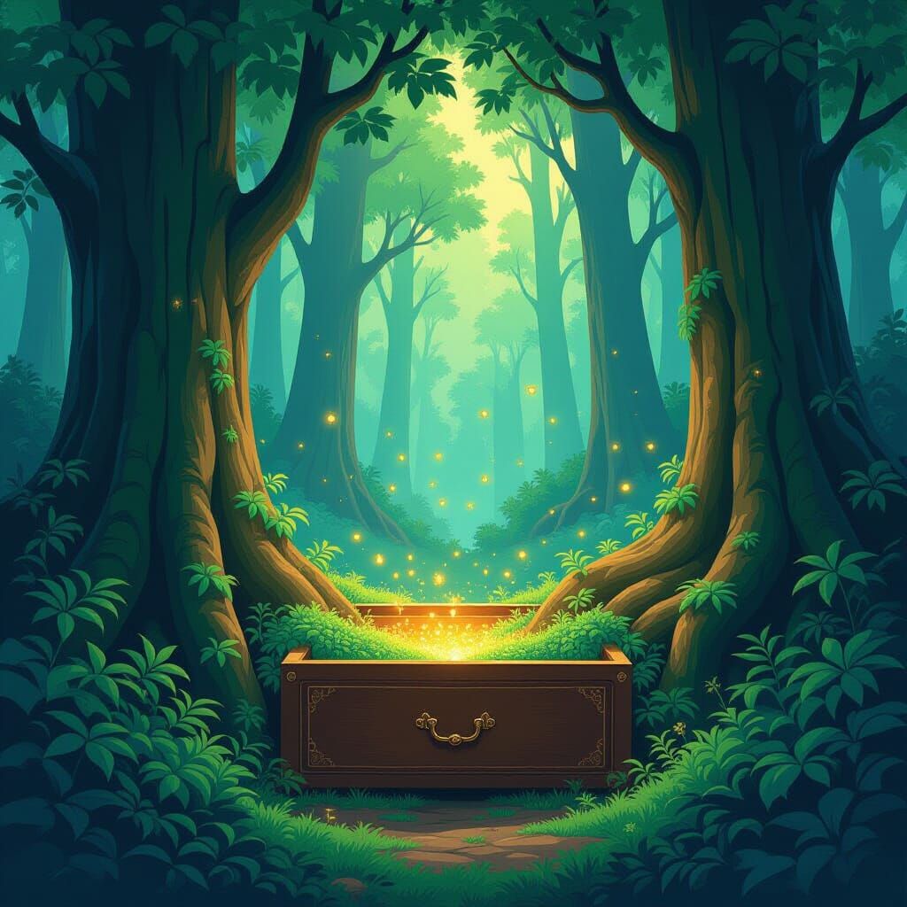 Lush Forest Overflowing from Ornate Drawer