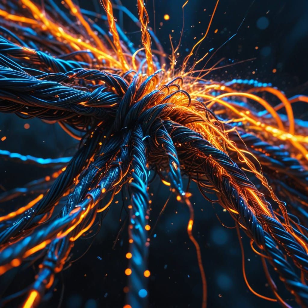 Neon Electricity Concept Art with Blue and Orange Glow