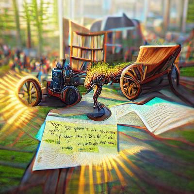 Surreal Woodcut Landscape in Volumetric Lighting