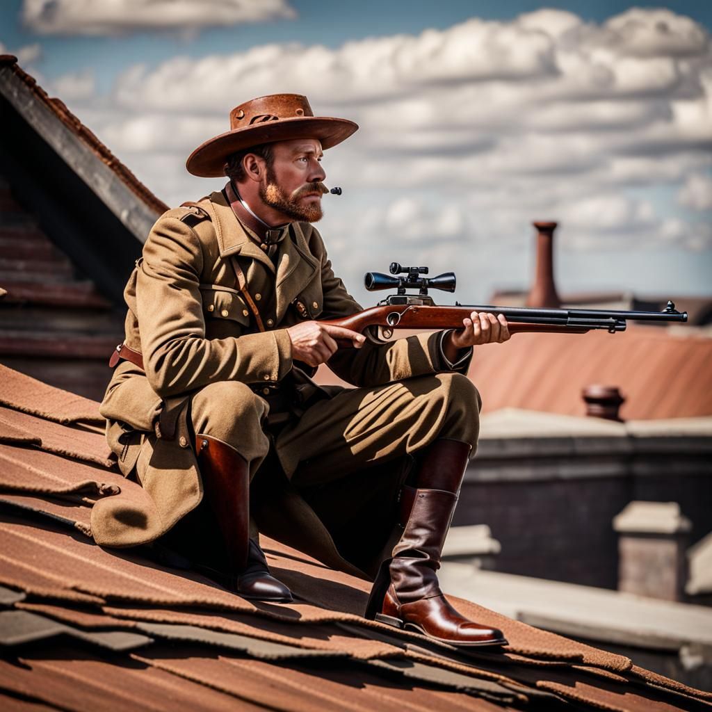Boer War Soldier on Victorian Rooftop
