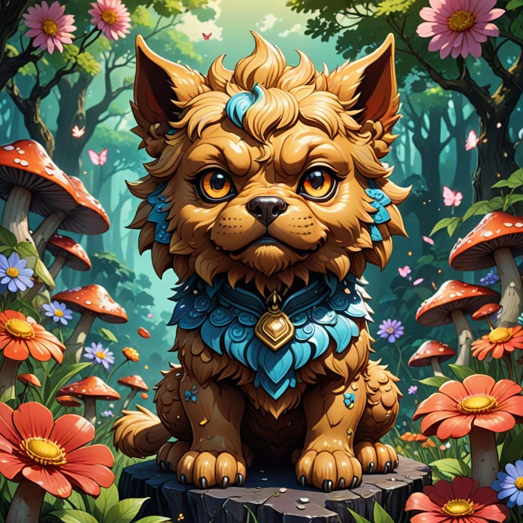 Chibi Fairy Foo Dog in Vibrant Anime Style