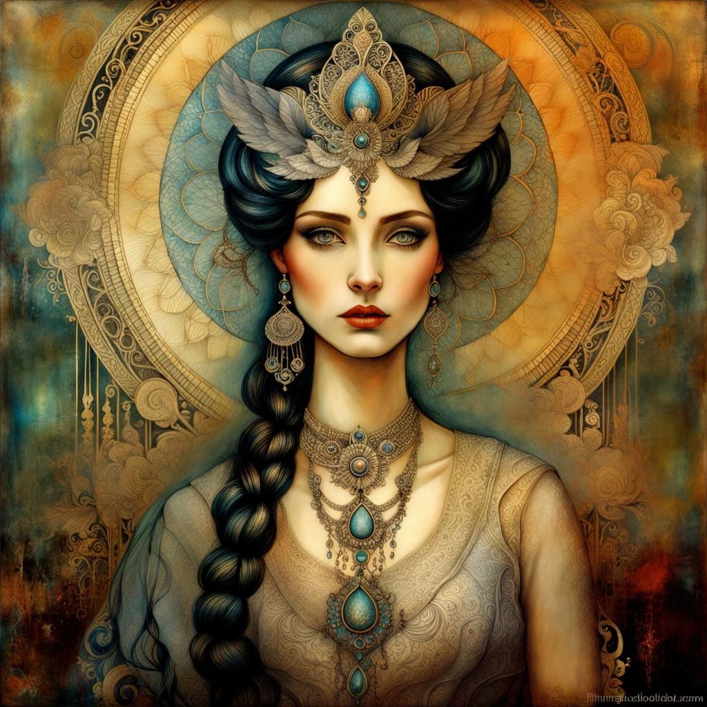 Smoky Portrait of Braided Woman in Fairycore Style