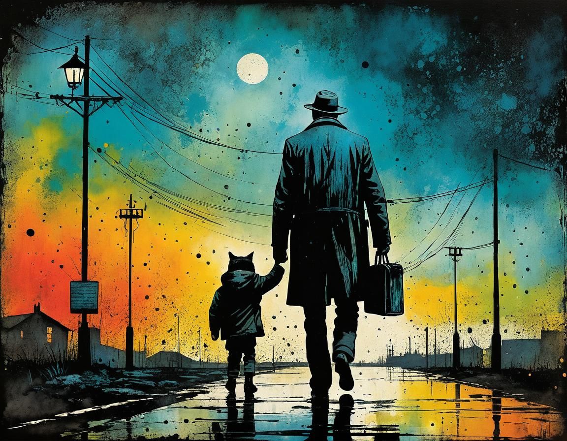 Romantic Illustration in Watercolor Chiaroscuro Style