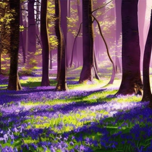 Majestic Stag in Bluebell Forest: Fantasy Art