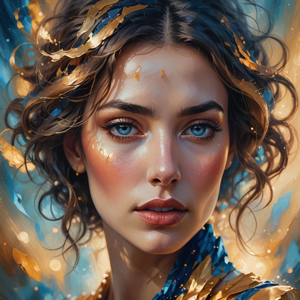 Surreal Woman Portrait with Expressionist Shapes