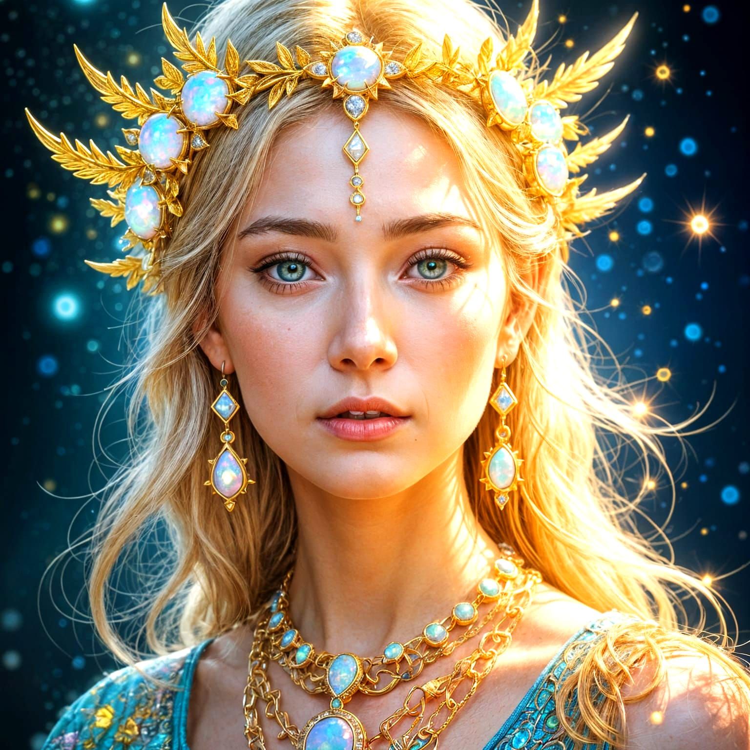 Ethereal Goddess in Neon Radiance