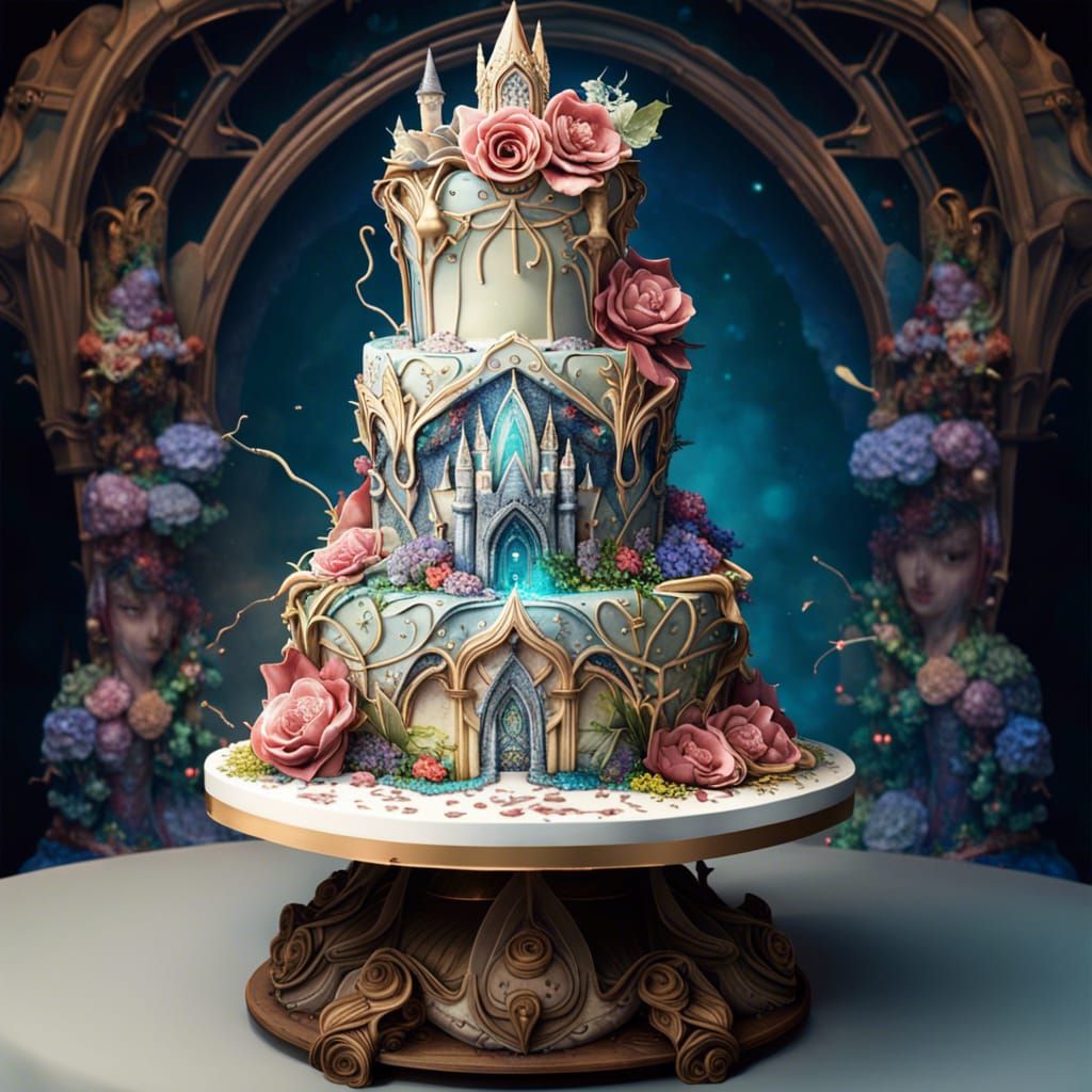 Fairytale Princess Wedding Cake in Fantasycore Style