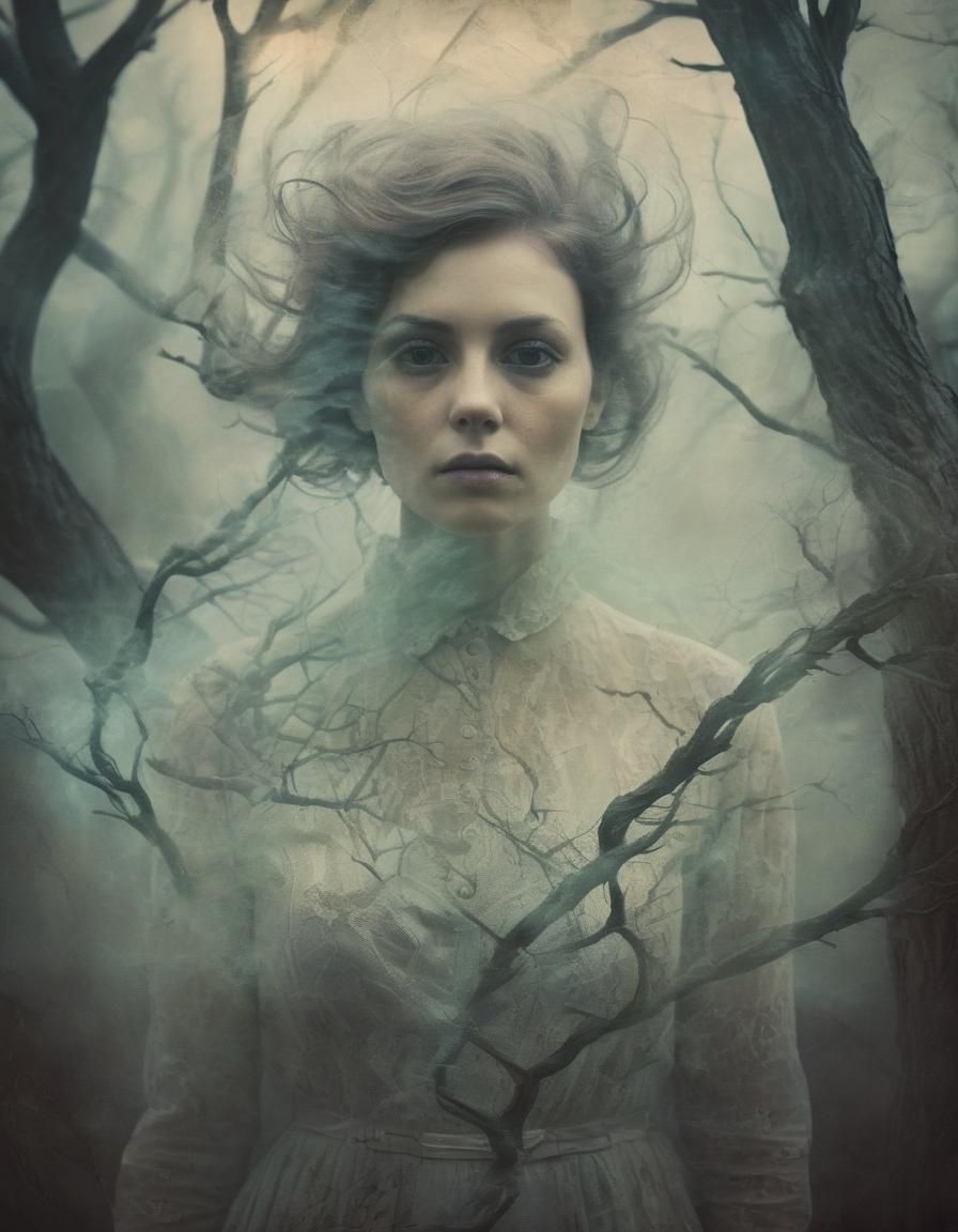 Ethereal Double Exposure Portrait in Surreal Style