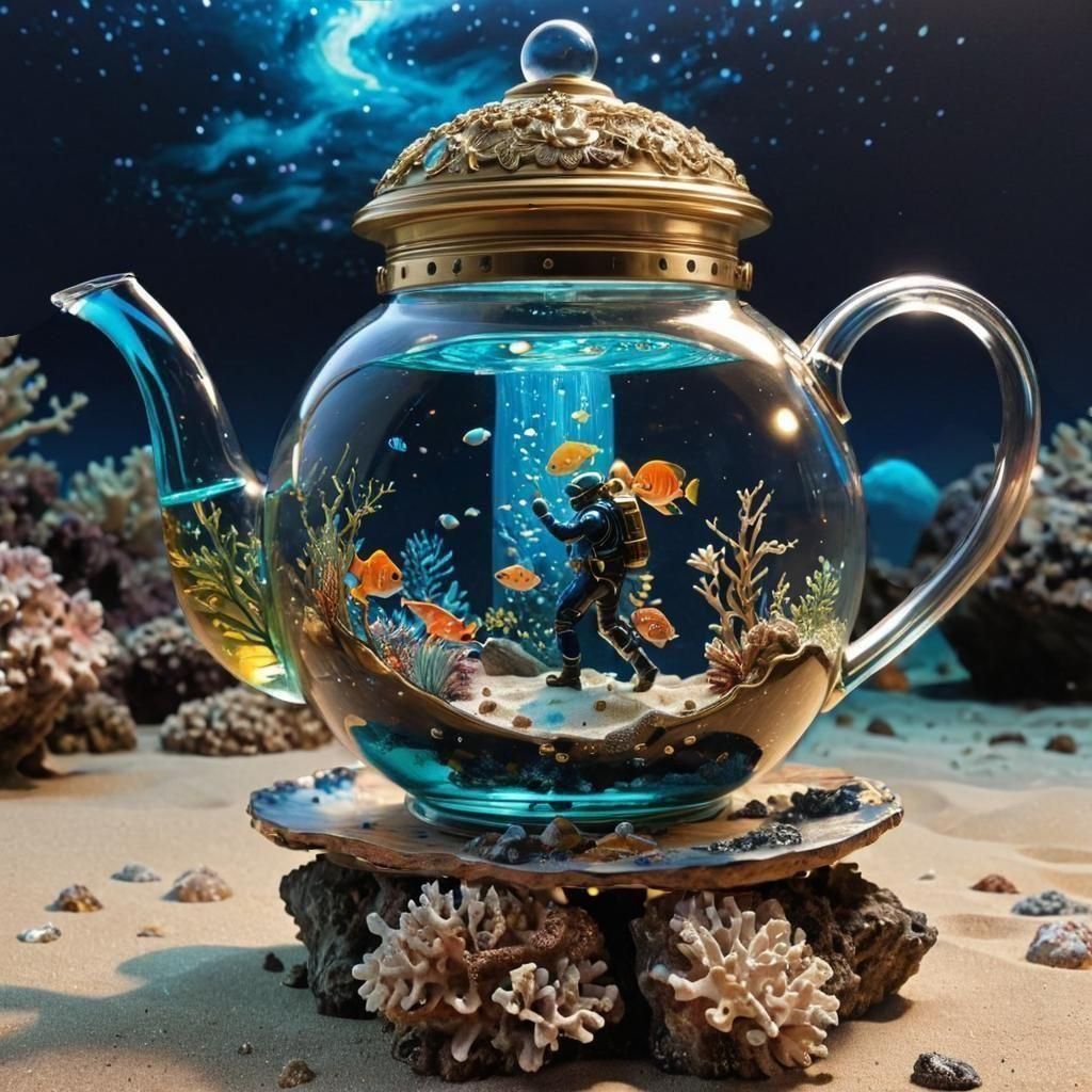 Scuba diver in glass Lamp