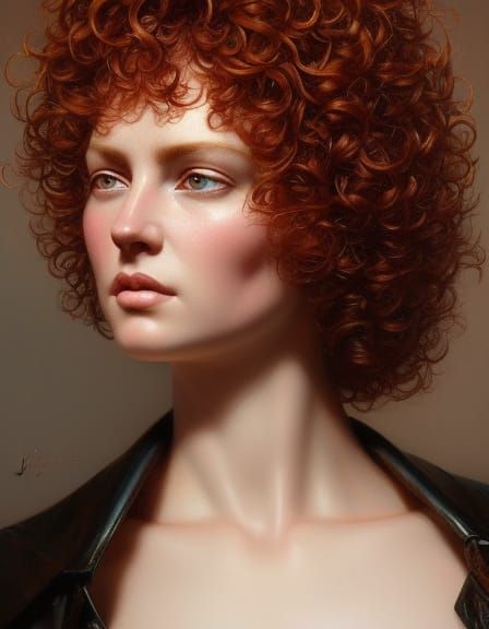 Red-Haired Goddess Portrait in Hyperrealistic Style