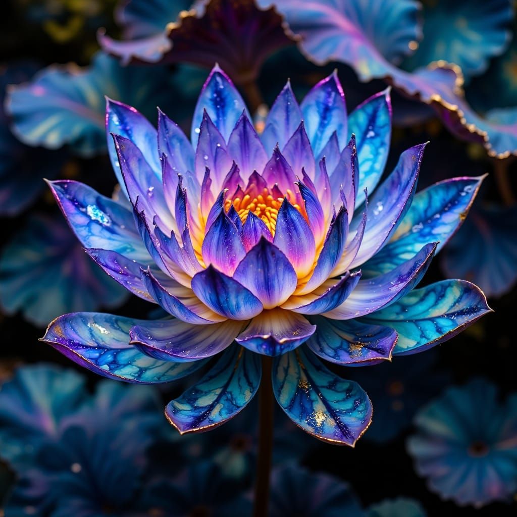 Whimsical Lotus Flower in Enchanted Fantasy Landscapes