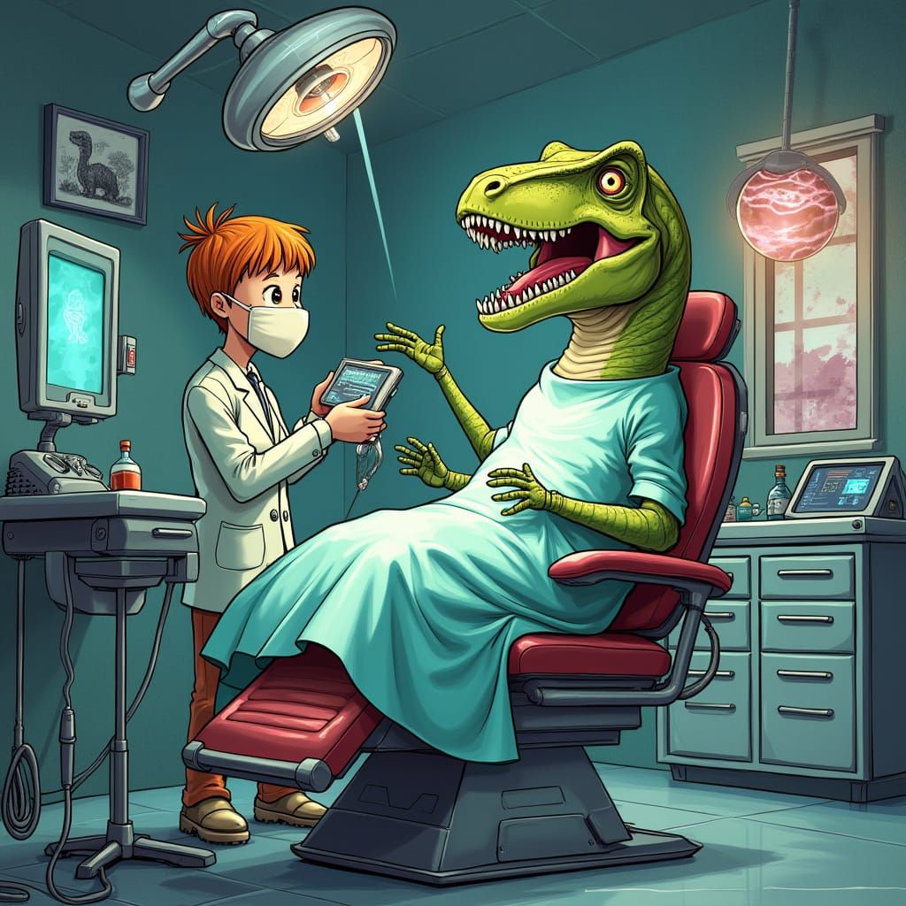 T-Rex's Futuristic Dental Visit
