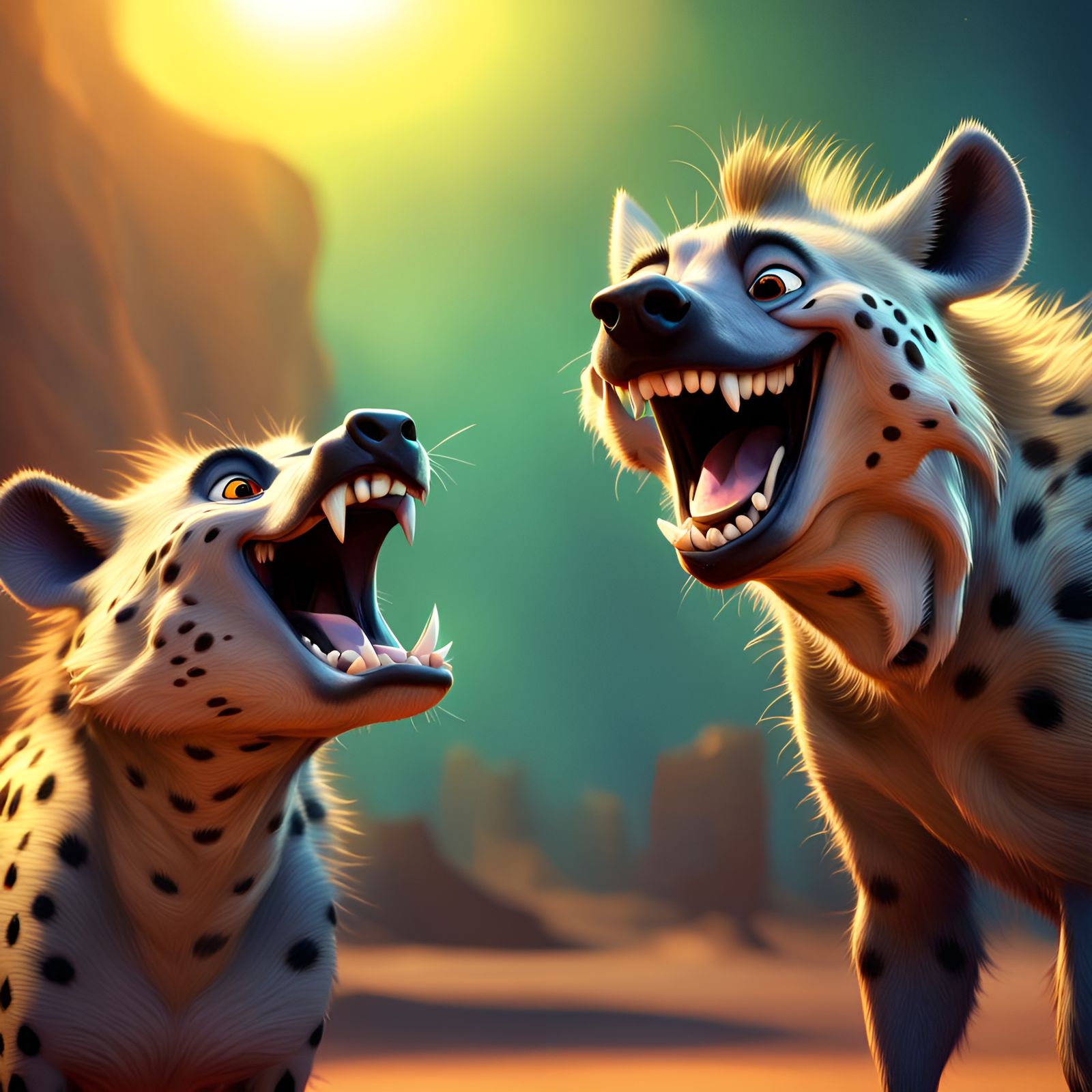 Hyena Joke: A Pixar-Style 3D Rendering