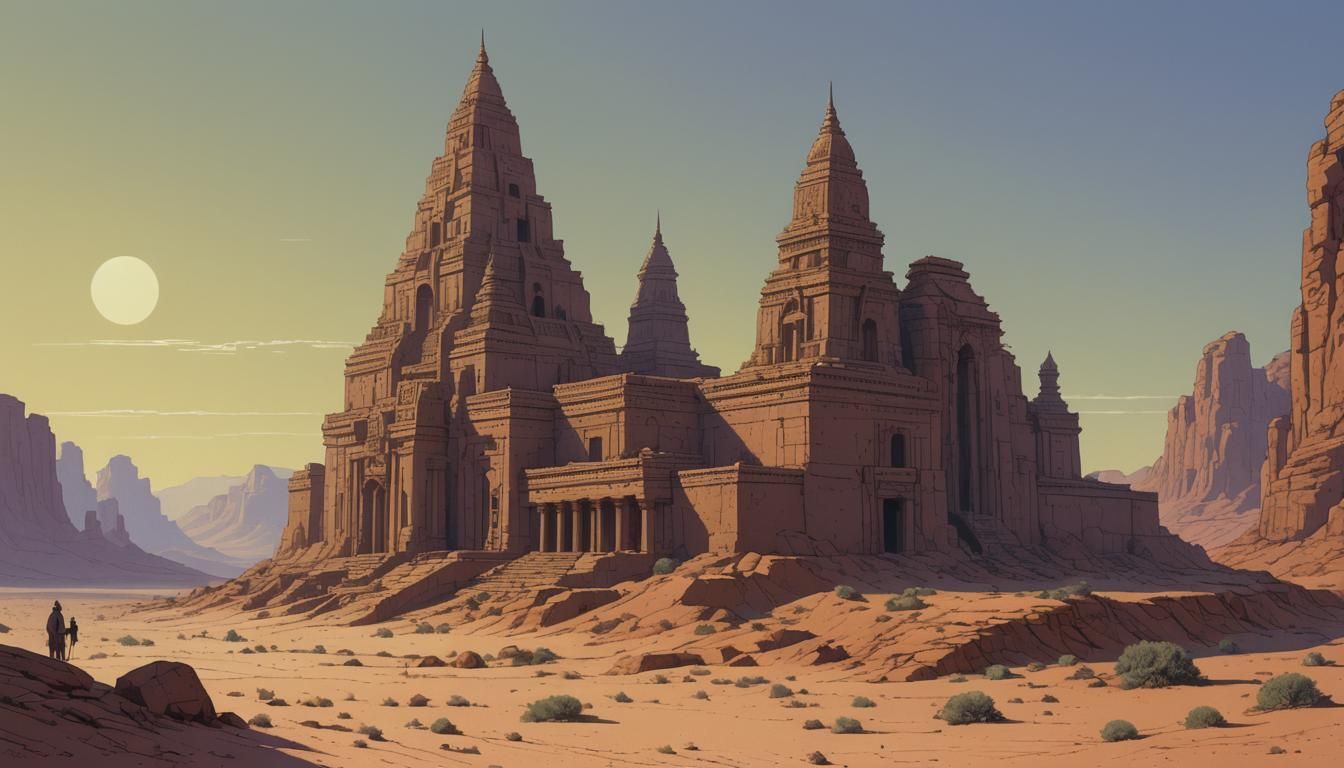 Desert Temple in Pixel Art Style