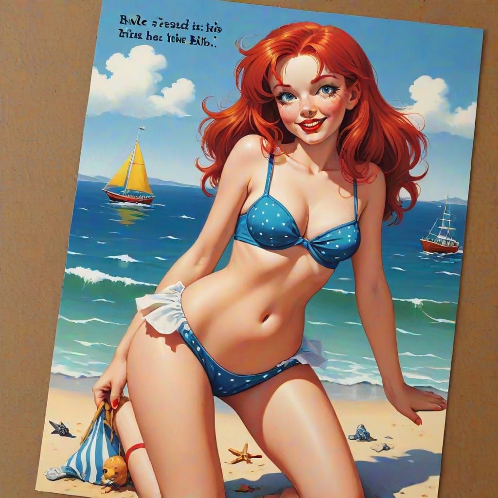 Raucous Seaside Scene in a Humorous Style