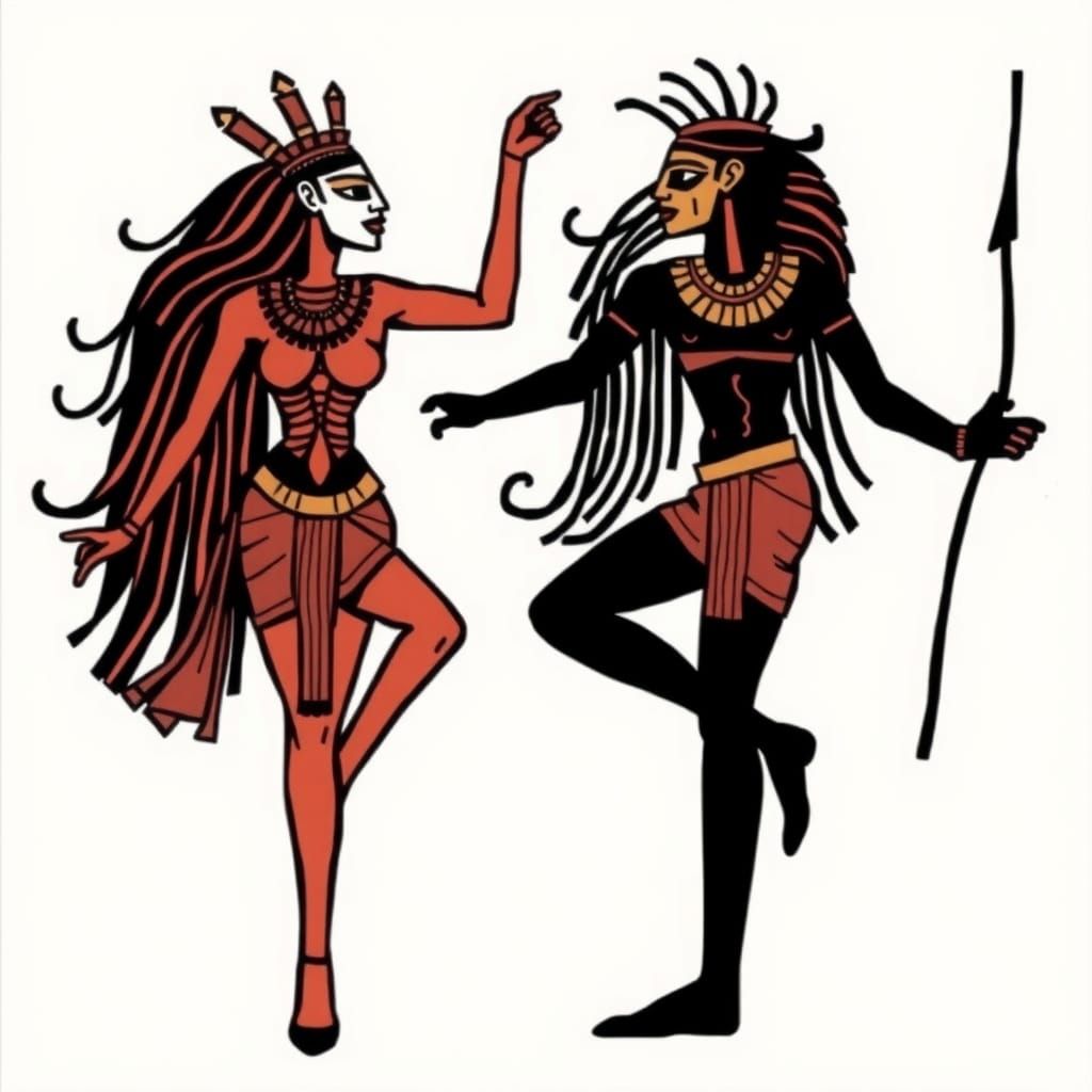Graceful Hieroglyph Dancers in Motion