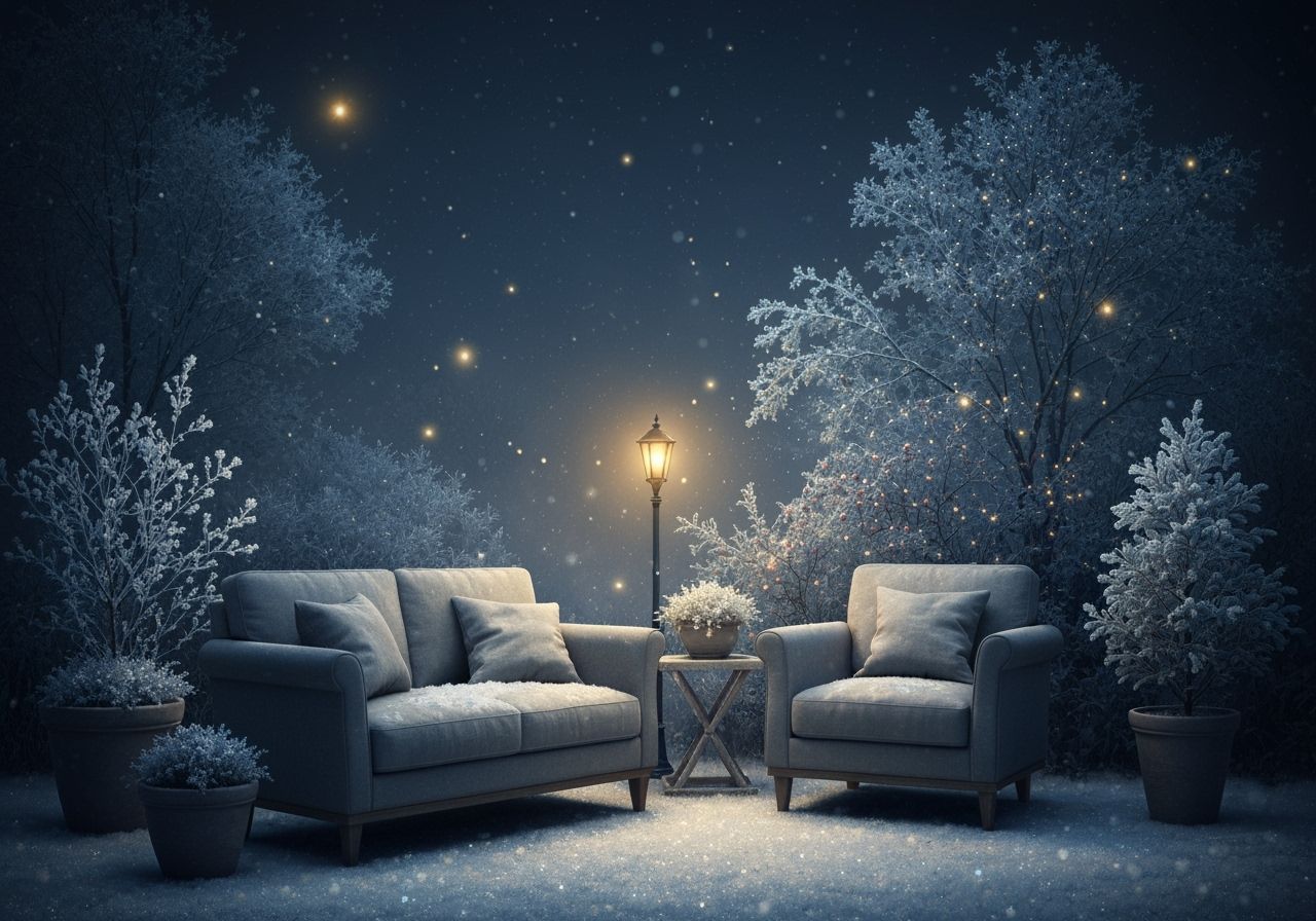 Winter Garden in Dimly Lit Living Room