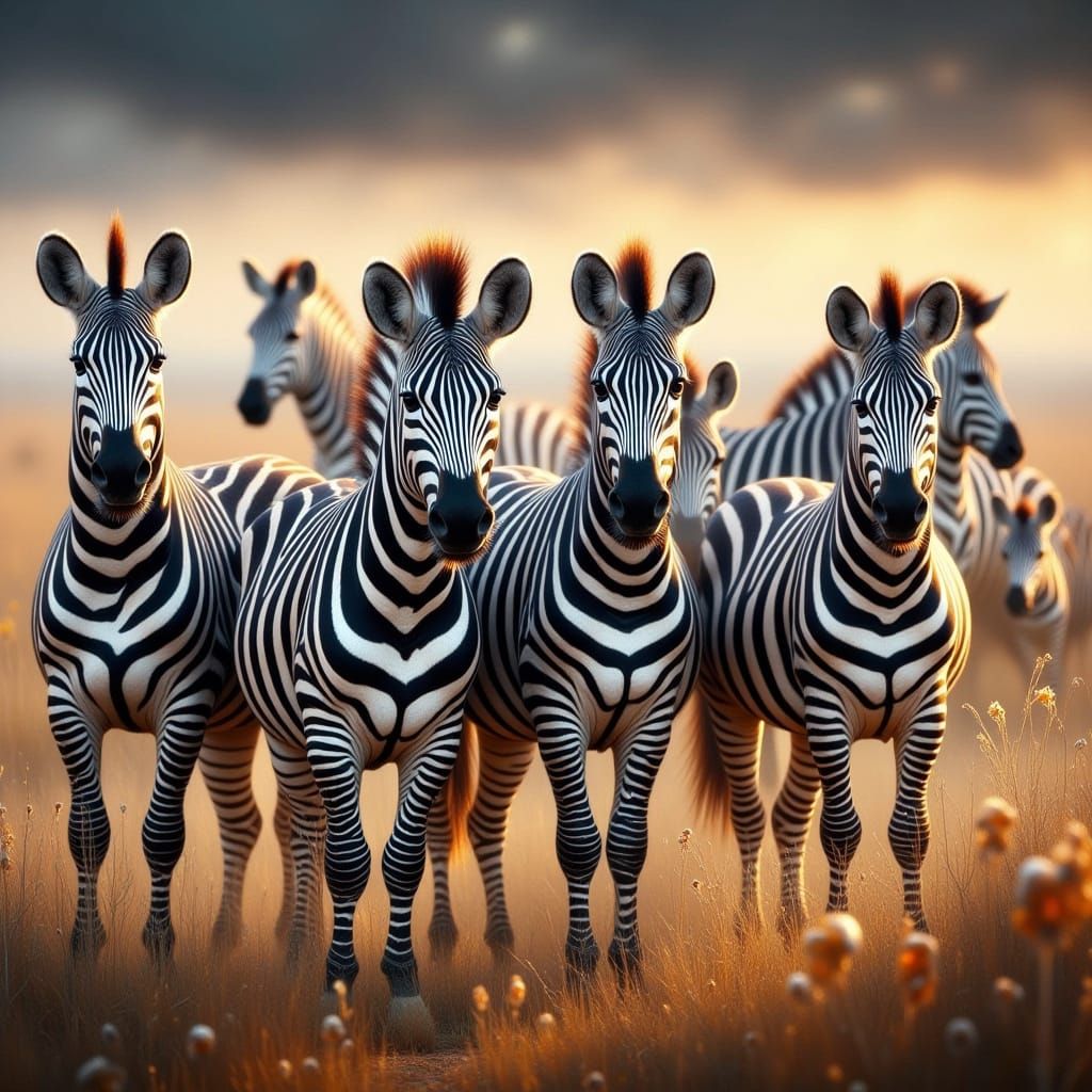 Vibrant Savannah Zebras in Hyperrealistic Splendor