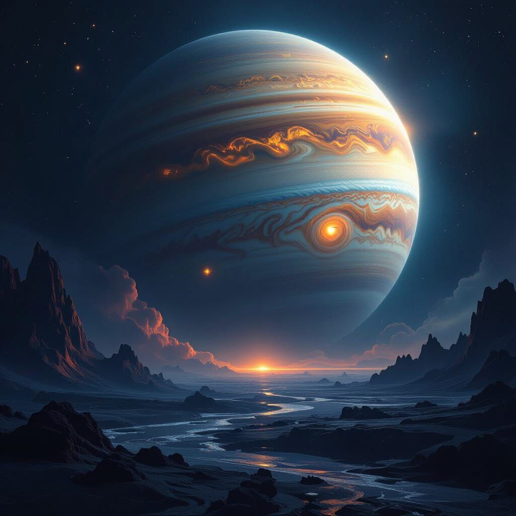 Jupiter's Swirling Storms Fade into Cosmic Darkness