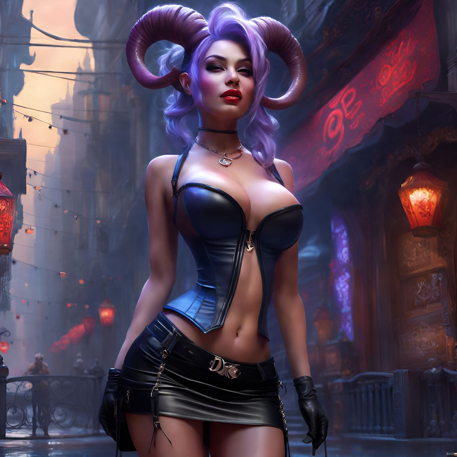 Flirty Draenei in Latex: Hyperdetailed Fantasy Art