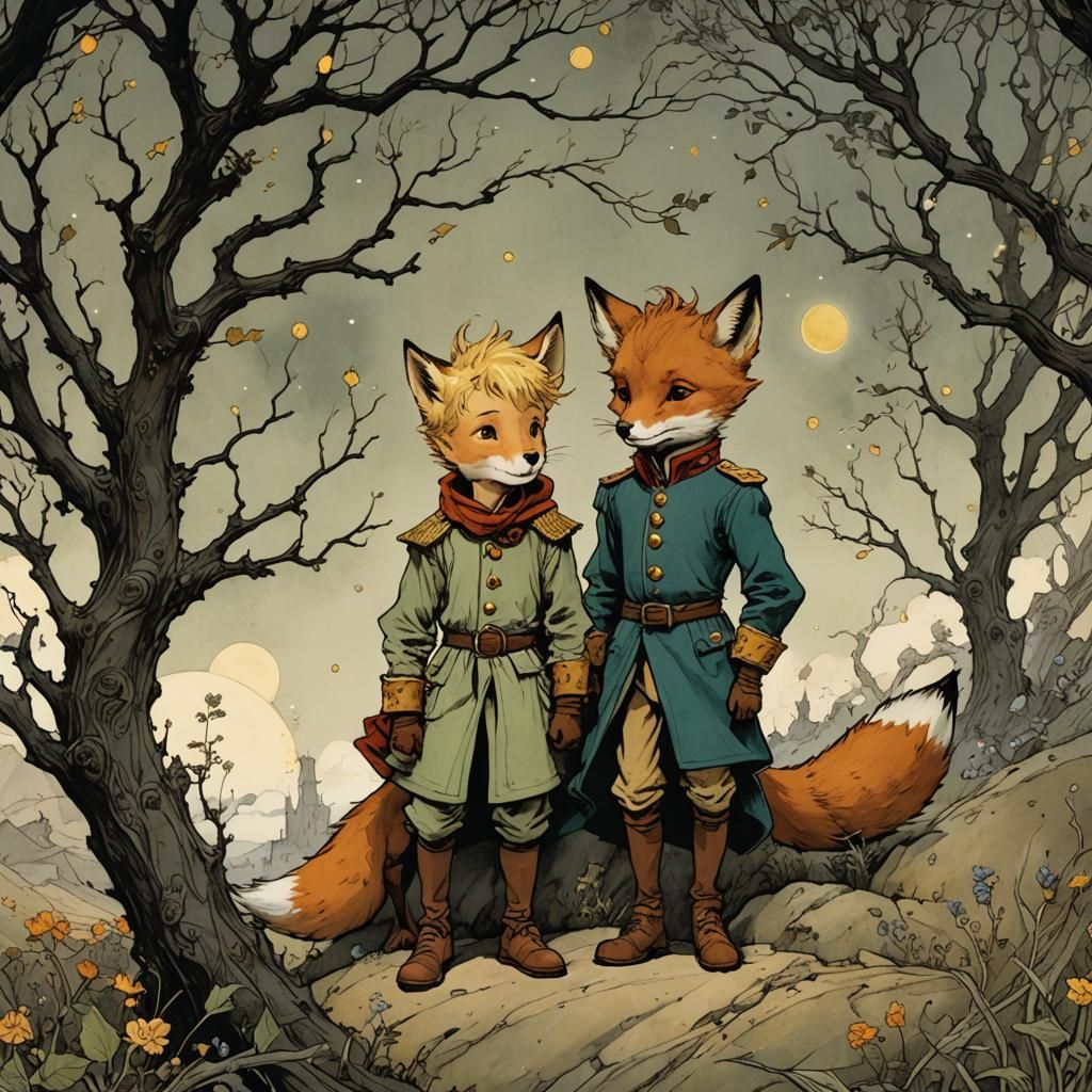 The Little Prince and Fox Illustration