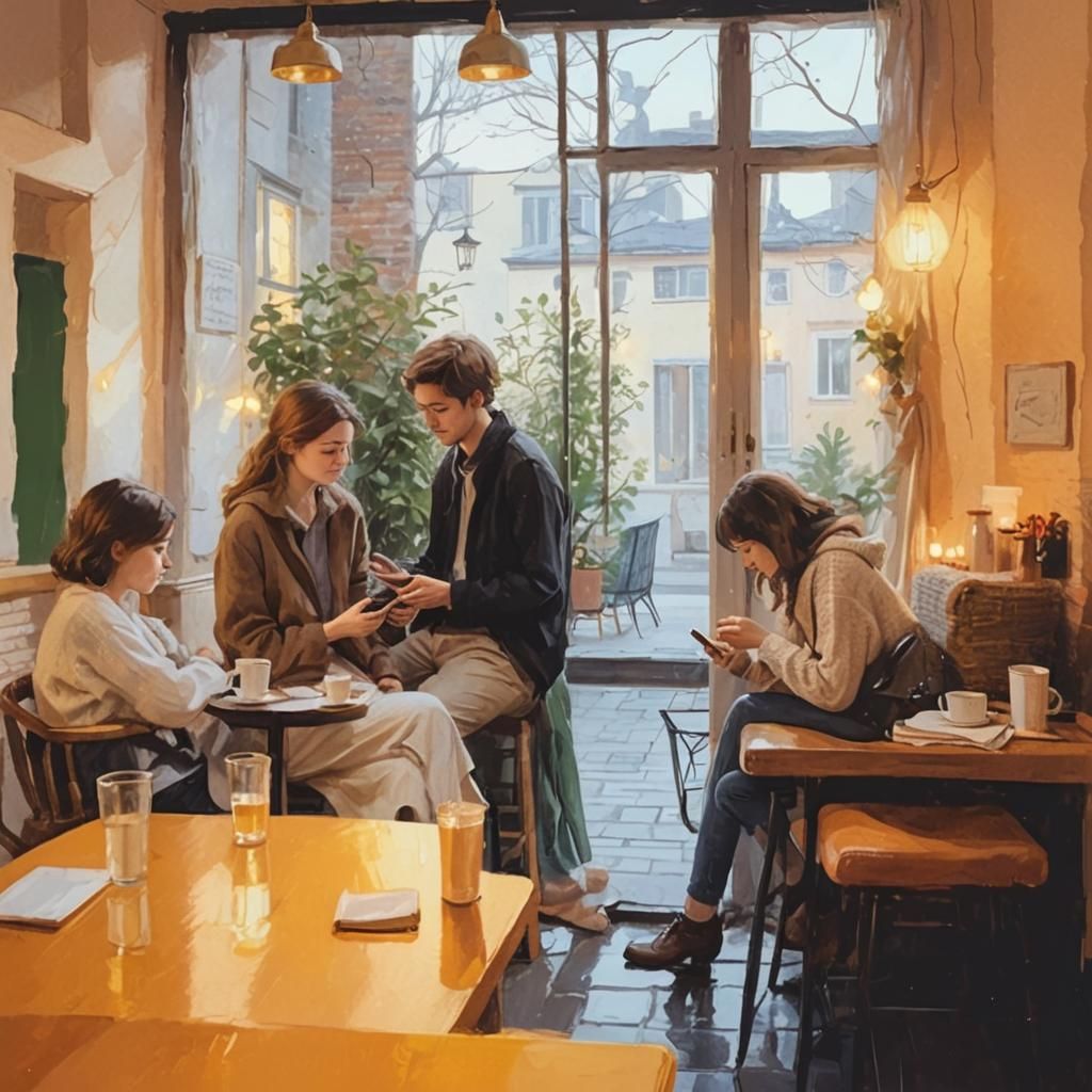 Cozy Digital Illustration of Modern Romance