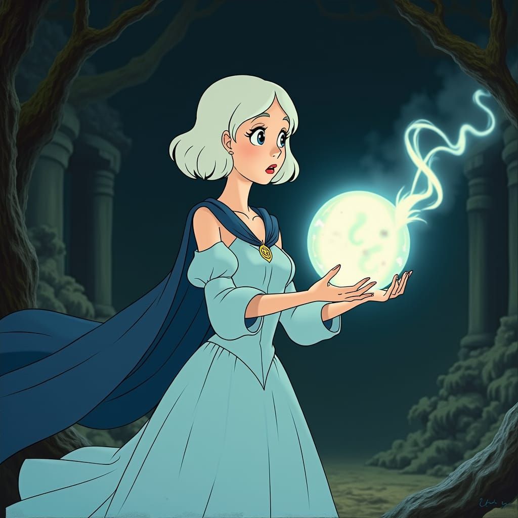 A Pale Princess Amidst Ancient Ruins