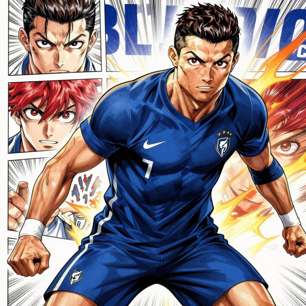 Cristiano Ronaldo Awakens in Blue Lock Manga Style