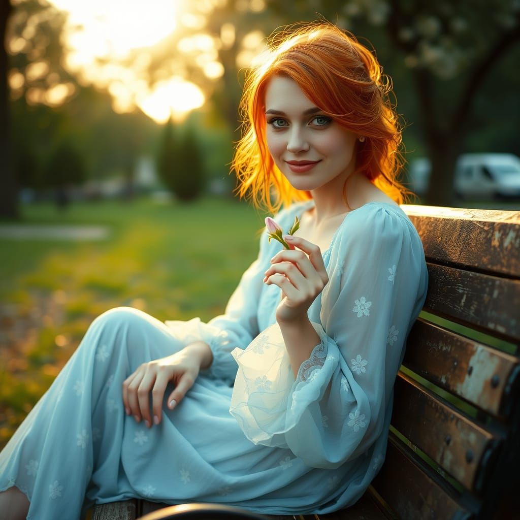 Enchanting Park Scene in Dreamy Cinematic Style