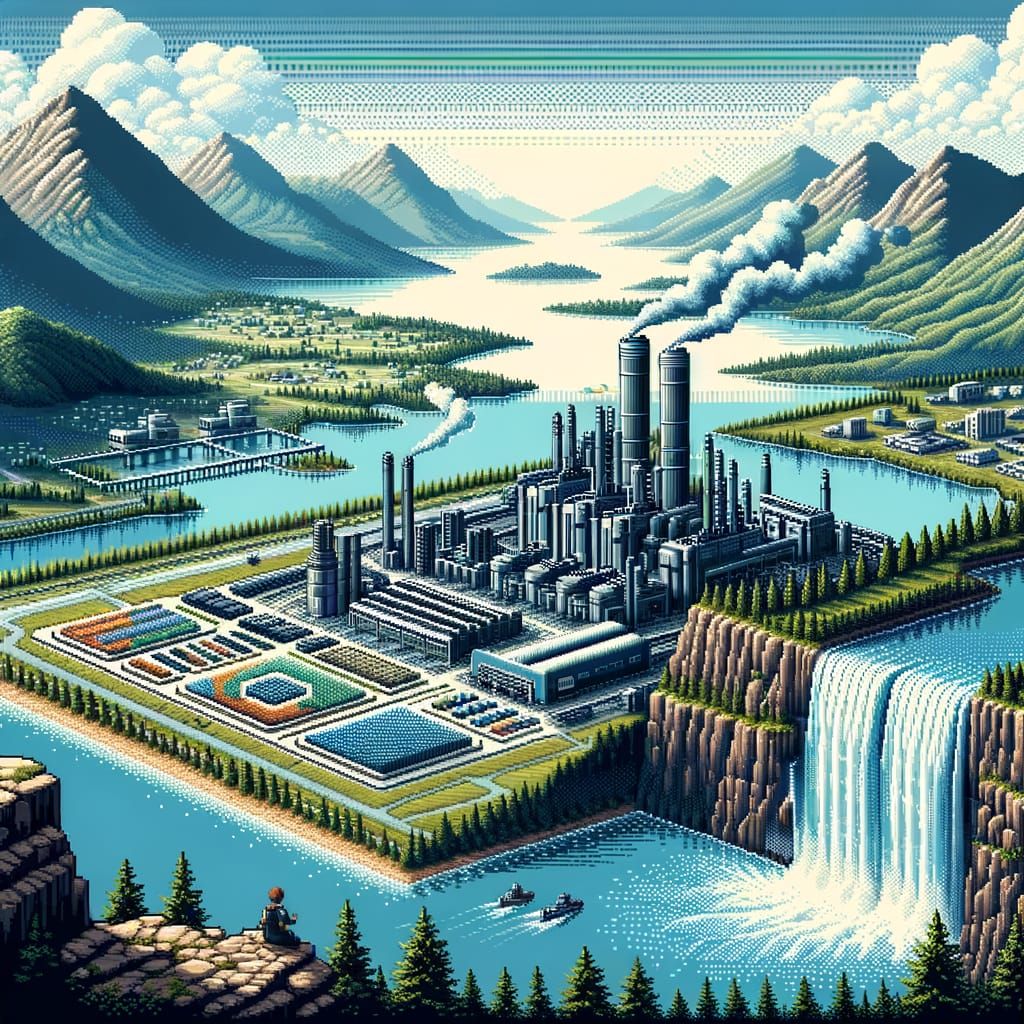 Hyperdetailed Pixel Art of Sci-Fi Industrial Zone