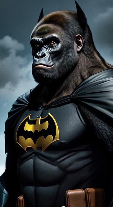 Gorilla dressed as Batman