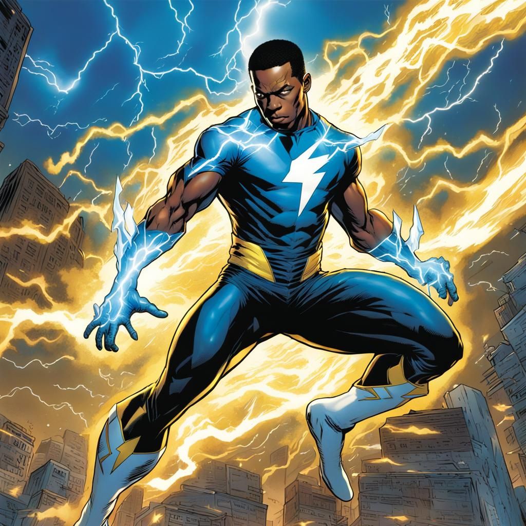 Lightning Masked Hero in Comic Book Art