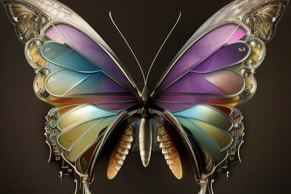 Clockpunk Crystal Butterfly Digital Painting