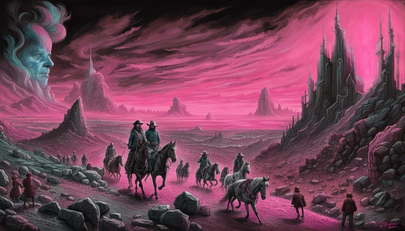 Settlers Trek Through a Synthwave Wasteland