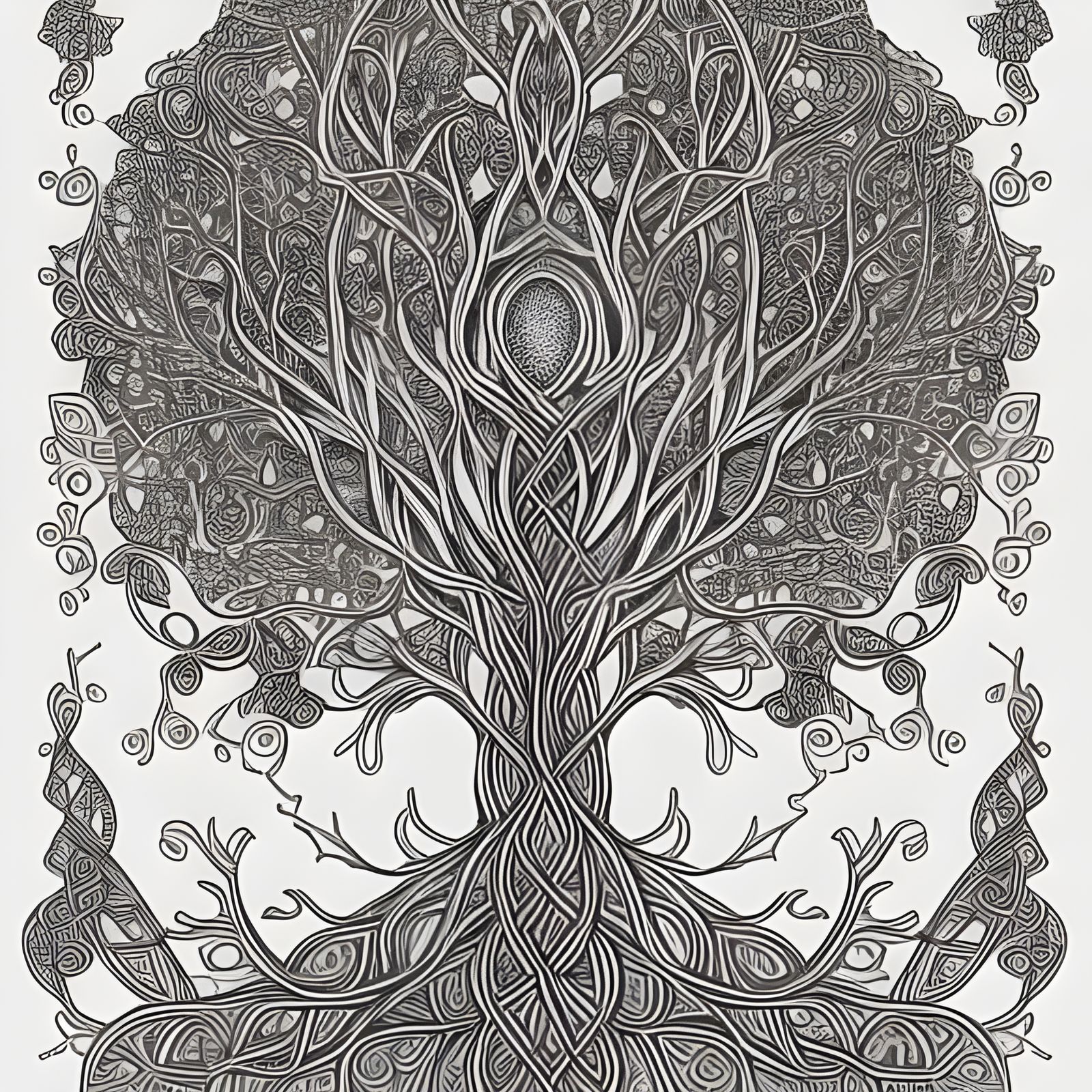Intricate Celtic Tree of Life Coloring Page