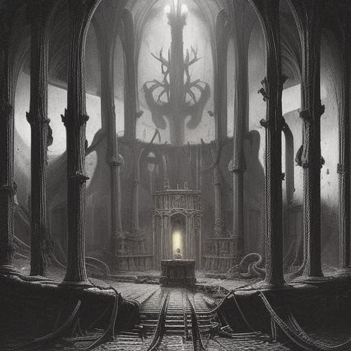 Fantasy Crypt with Two-Headed Snake