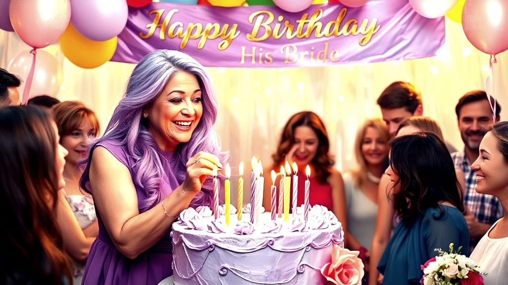 Joyful Birthday Celebration in Whimsical Oil Painting